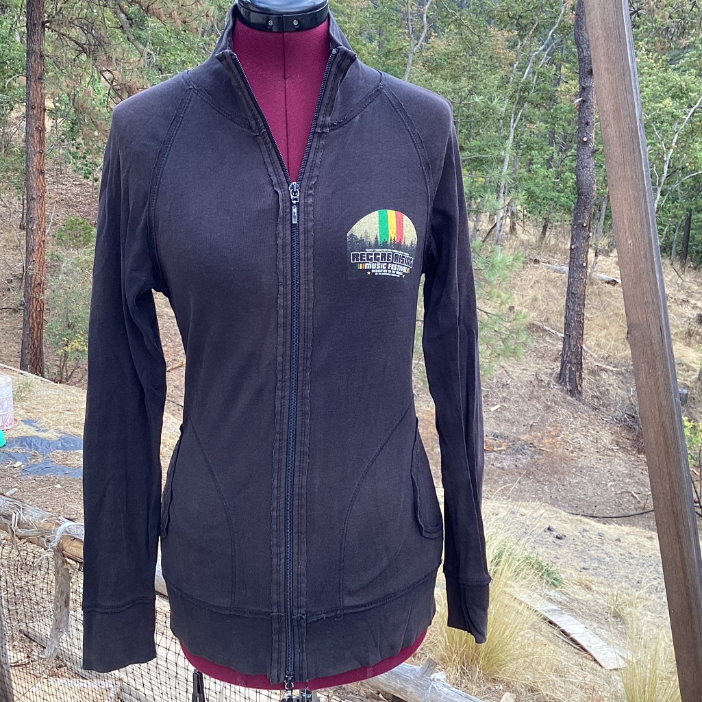 2007 Reggae Festival Black Fitted Long Sleeve Zip Up Jacket S/M Rasta Hippie